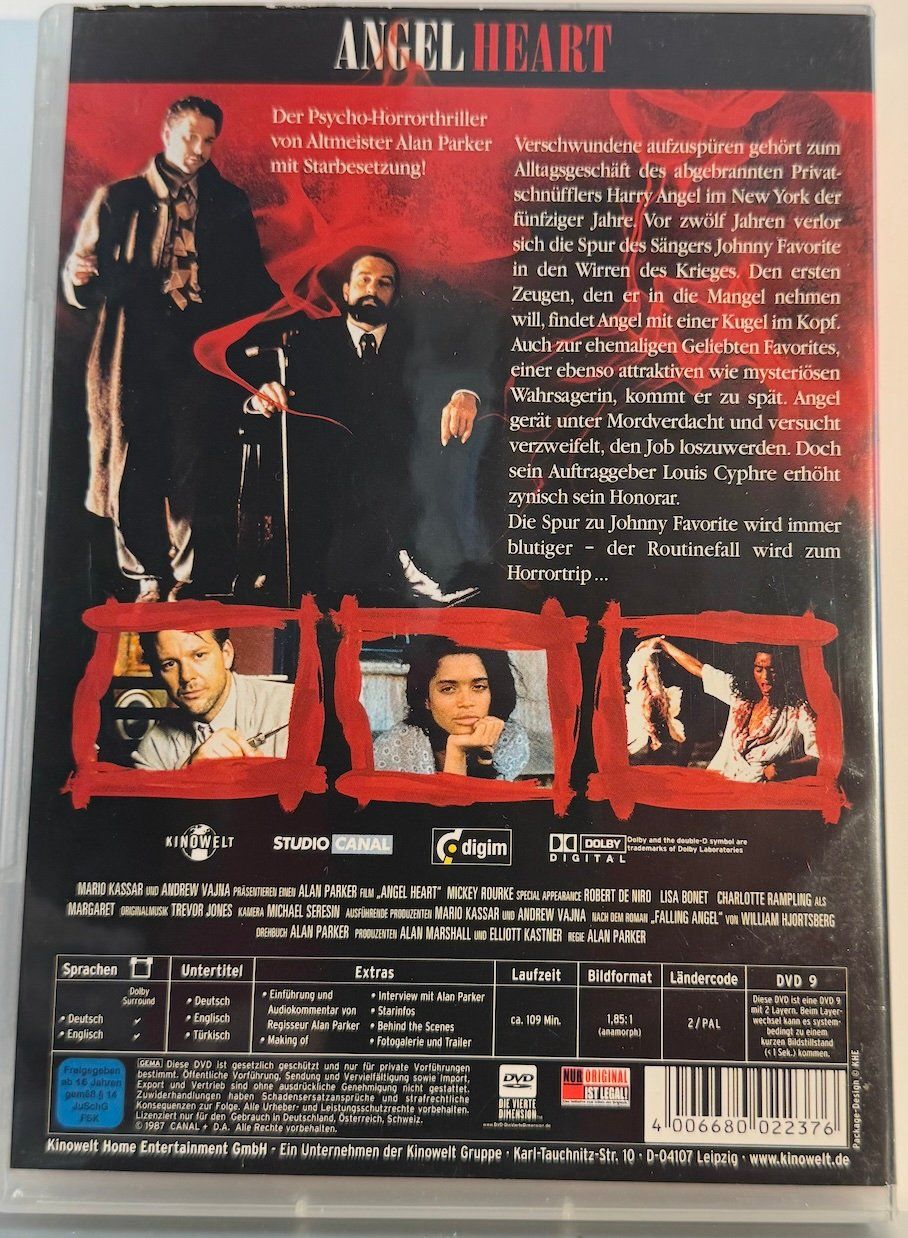 Tutti i DVDs: DVD ANGEL HEARTH - ROBERT DE NIRO - MICKEY BOURKE – Usato da Wisen venduto da gigisna 2