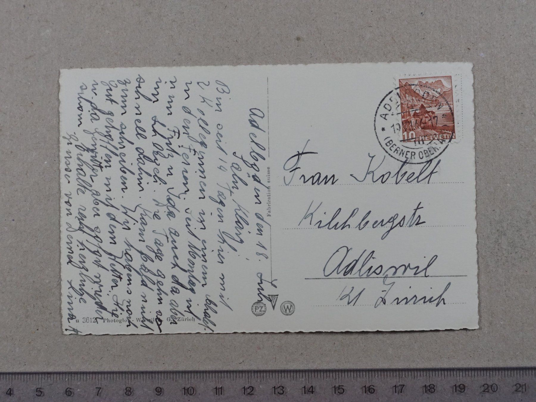 Cartoline postali: Adelboden, Wildstrubel, 1946 – Usato da Lenzburg venduto da fh1 1