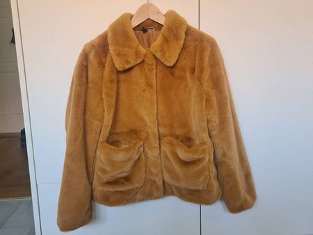 Fake Fur/Kunstfell Jacke in senfgelb