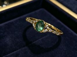 Smaragd ring mit Diamant imitaten – Gold 925 silber