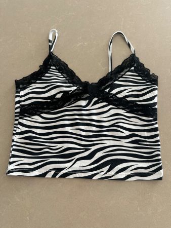🦓 FB Sister Zebra Top mit Spitze | Gr. S