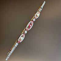 Antike Stabbrosche Gold Diamantrosen Perlen / Spilla
