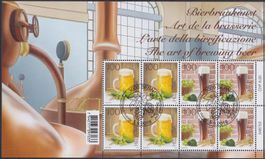 2019, Nr.1747+1748 Zierbogen (Bierbraukunst) mit ET-Stempel.