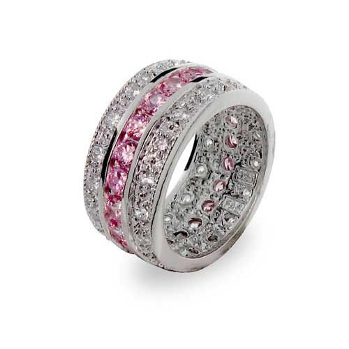 Anelli: Schöner 925 Silber Ring mit rosa Steinen, Grösse 56 – Nuovo e nell'imballaggio originale da Zürich venduto da schmuckeis
