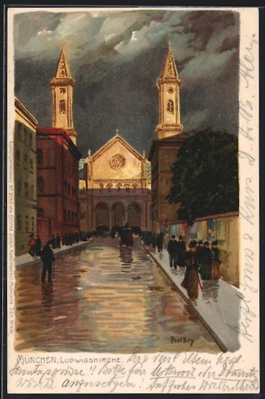 Cartoline postali: Paul Hey: München, Ludwigskirche mit Pa – Usato da Berlin venduto da bartko-reher