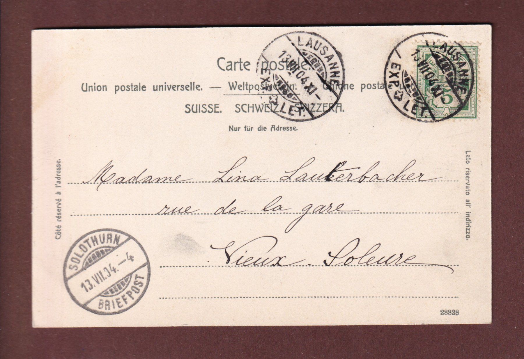 Cartoline postali: LAUSANNE - Sauvabelin - Clair de lune - 1904 – Usato da Pully venduto da nicecards 1