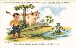 Antike Ansichtskarte, La Grenouille qui veut se faire!