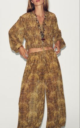 Zara set Hose & Bluse gemustert boho festival H&M Massimo 