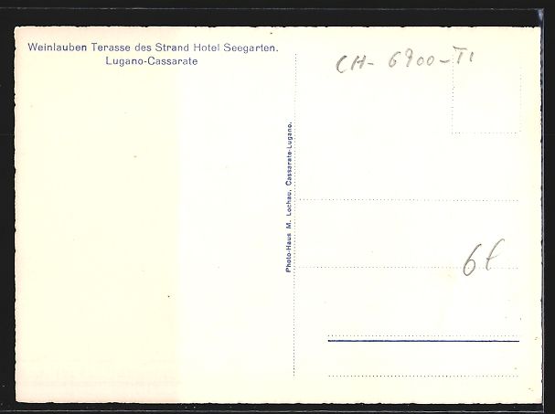 Cartoline postali: Lugano-Cassarate, Weinlauben Terrasse de – Usato da Berlin venduto da bartko-reher 1