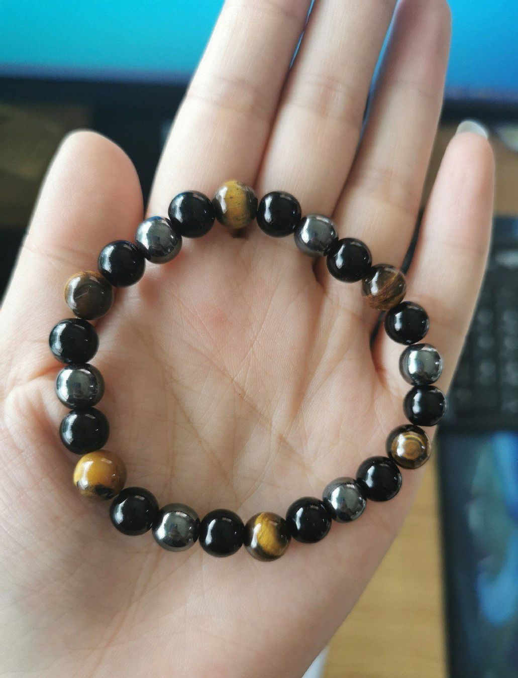 Bracciali & Braccialetti: 10mm Armband Obsidian,Hematit, Tigerauge – Nuovo (secondo la descrizione) da Visp venduto da steinschmuckwelt 2