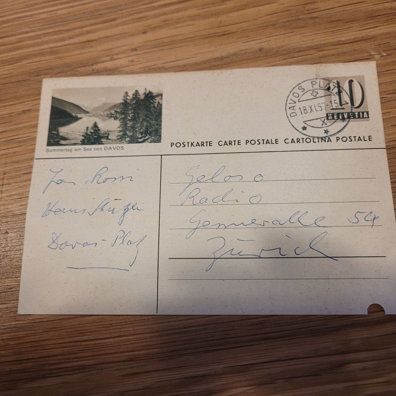 Cartoline postali: GS Davos Platz 1957 – Usato da Biel/Bienne venduto da Destockweb