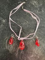 Set No3: Kette +Ohrhänger orangerot Neu