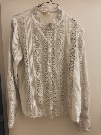 Sézane Bluse Rym, ecru, Guipure Spitze, Bio-Baumwolle, Gr.38