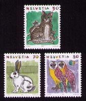 1990/91_790-92_KATZE_KANINCHEN_EULE_ Noch frankaturgültig!**