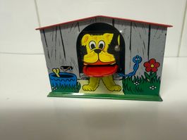 Sparbüchse Hund hollt Münze mechanisch + Schlüssel 222