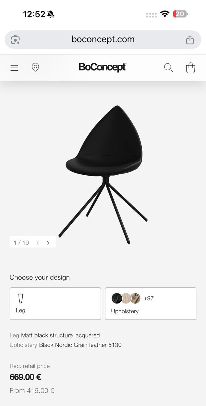 Boconcept Tischset: BoConcept Dining Table with 6 leather chairs – Gebraucht aus Vessy von nat_rfh9 4