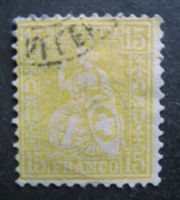 Sitzende Helvetia 1881 15 Rappen gestempelt