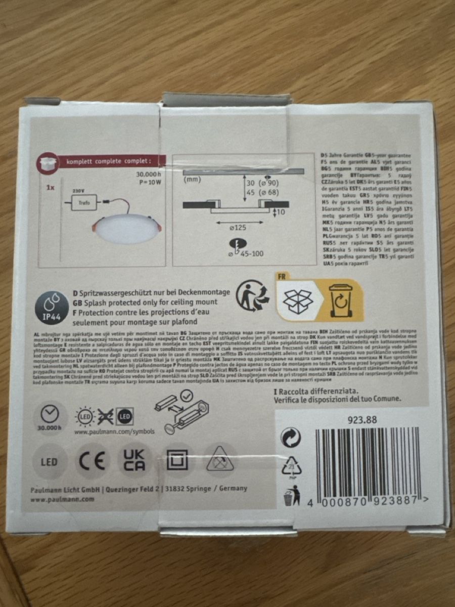 Paulmann Kronleuchter & Deckenlampen: Paulmann Veluna VariFit LED Ceiling Light 45-100mm – Neu (gemäss Beschreibung) aus Dübendorf von ClaraS. 1