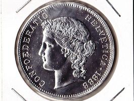 5 FRANKEN 1888 FRAUENKOPF SELTEN SILBER TOP ZUSTAND !!!!!!!!