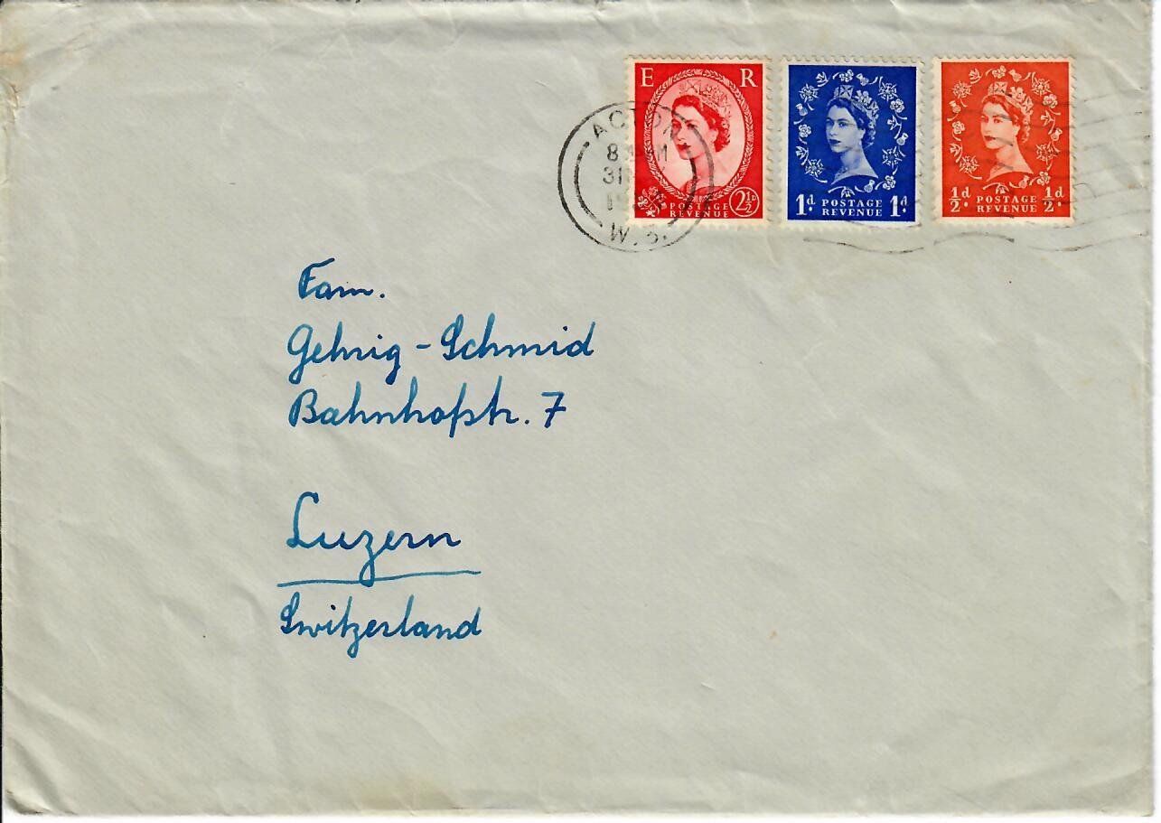 Alle Briefmarken: Brief, England – Gebraucht aus Hochdorf von Ziegel-16