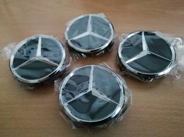Mercedes Nabendeckel/Nabenkappen 75mm schwarz 4er-Set