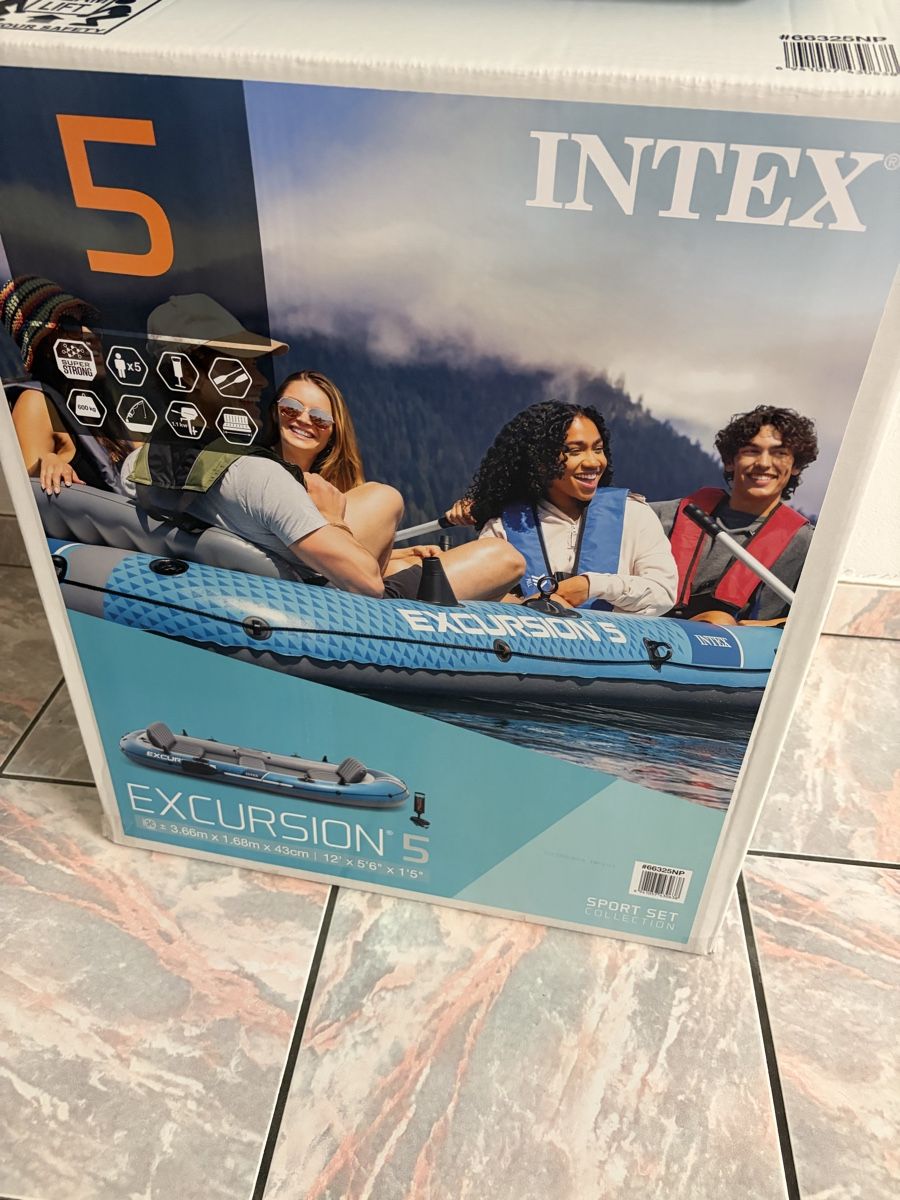 Boote: Intex Excursion 5 Schlauchboot mit E-Motor und Paddel – Neu (gemäss Beschreibung) aus Galgenen von Miachelle 8