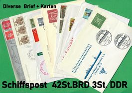 Schiffspost Diverse Briefe + Karten 42 St. BRD 3 St. DDR