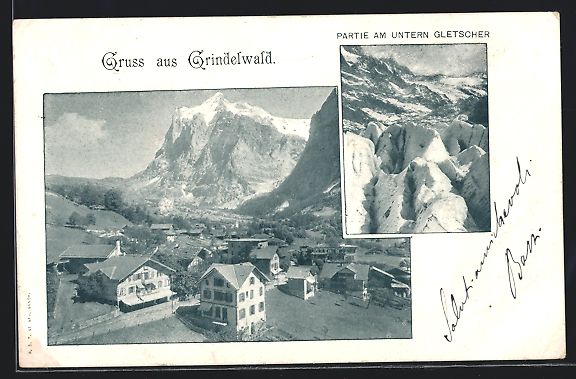 Cartoline postali: Grindelwald, Ortsansicht und Partie am u – Usato da Berlin venduto da bartko-reher