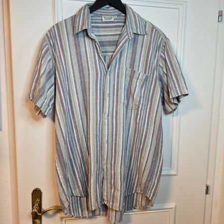 Vintage Vinci Casual Leinen Baumwolle Hemd Gr. M