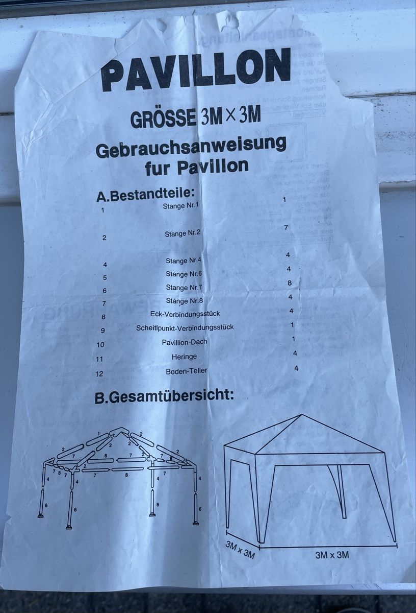 Zelte & Pavillons: Faltpavillon/ Partyzelt 3x3 m – Gebraucht aus Schwerzenbach von Muffi01