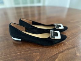 Schwarze Frühlings-Ballerinas, Gr. 37.5, Neu
