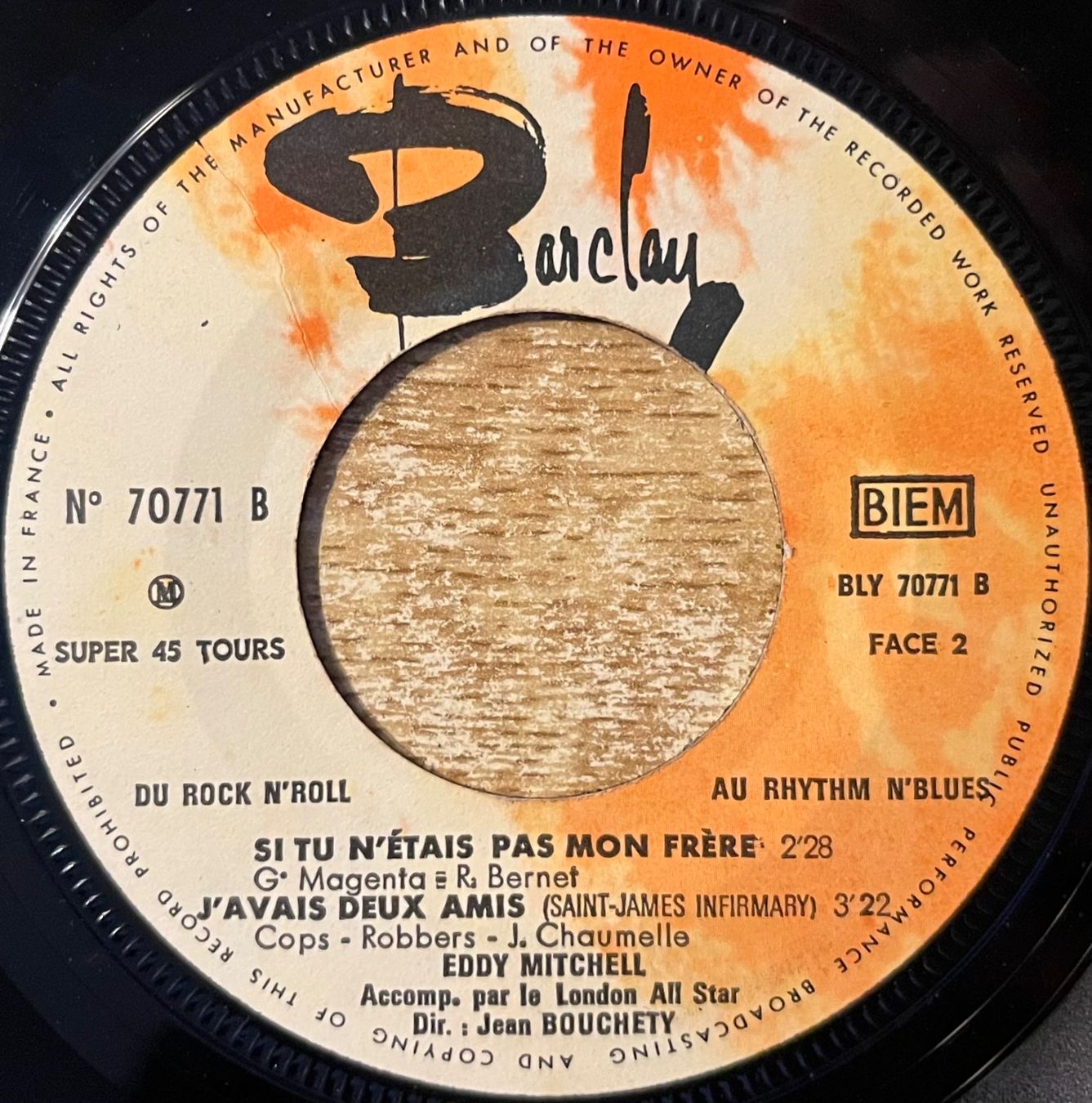 Dischi in vinile: EDDY MITCHELL - J'AI PERDU MON AMOUR – Usato da Bussigny venduto da vinyl-pas-cher 3