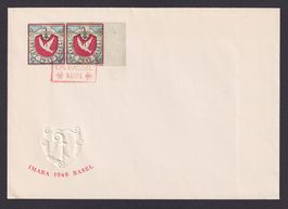 Basler Taube Nachahmungen auf Brief IMABA BASEL 1948, Hassel