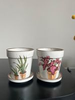 2er Set Vintage Blumentöpfe mit Untersetzer