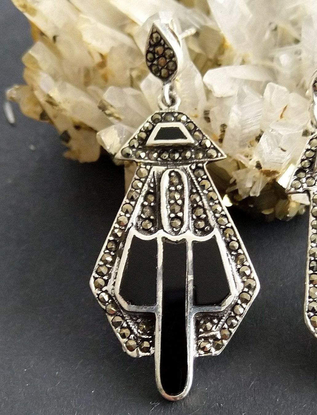 Orecchini pendenti & Orecchini a lobo: XL MARKASITEN OHHRINGE IN 925 SILBER – Usato da Romanshorn venduto da BoutiqueA 1