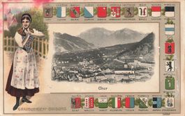 Chur GR Panorama mit Kantonswappen