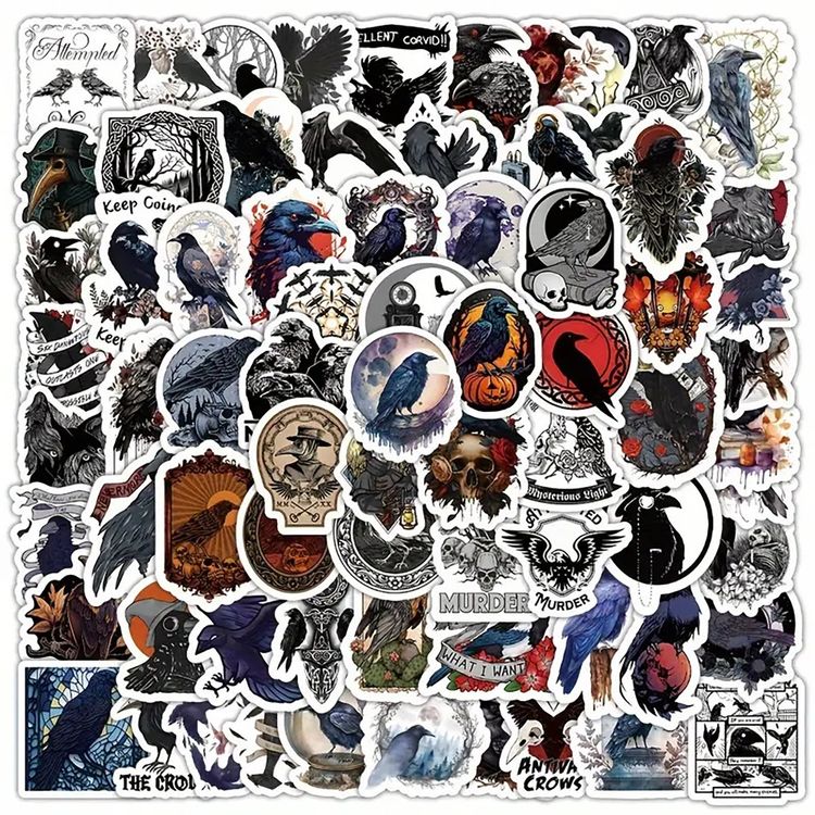 100 Stk. Sticker/Aufkleber - Vintage schwarze Raben | Kaufen auf Ricardo