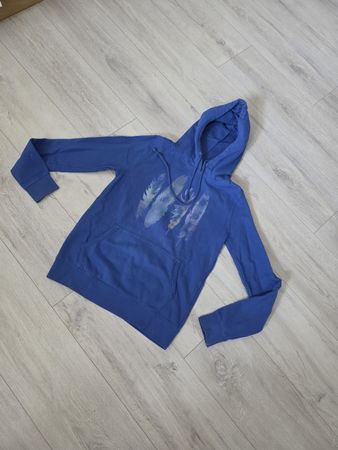 Blauer Hoodie mit Federnprint, Grösse Xs