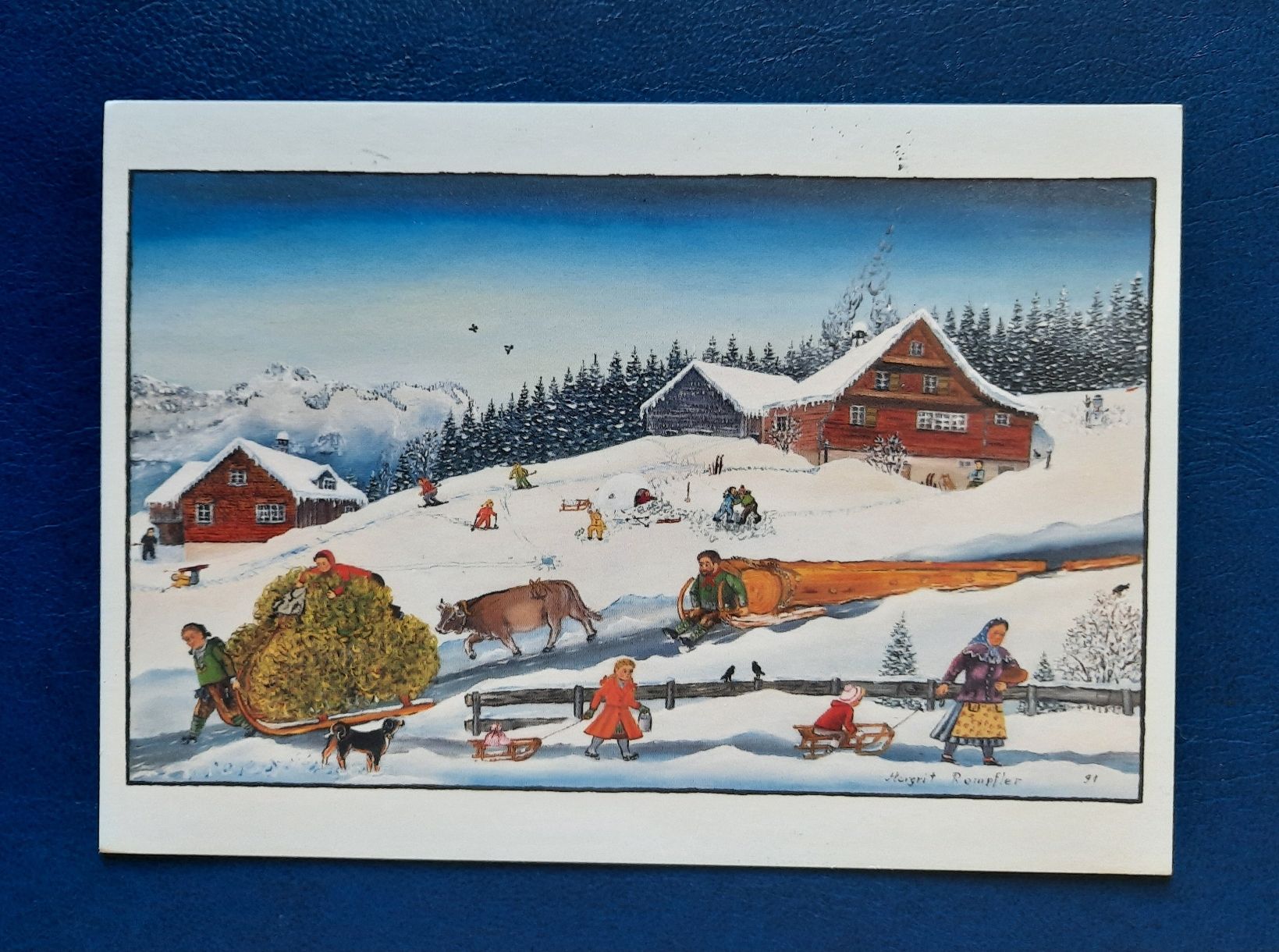 Ansichtskarten: Ansichtskarte Amden im Winter, gemaltes Bild, gest. 2012 – Gebraucht aus Marly von neu-adlerauge65