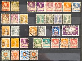 Schweiz 1907-1930 Tell, Helvetia & Aufdrucke gest. (33 Stk)