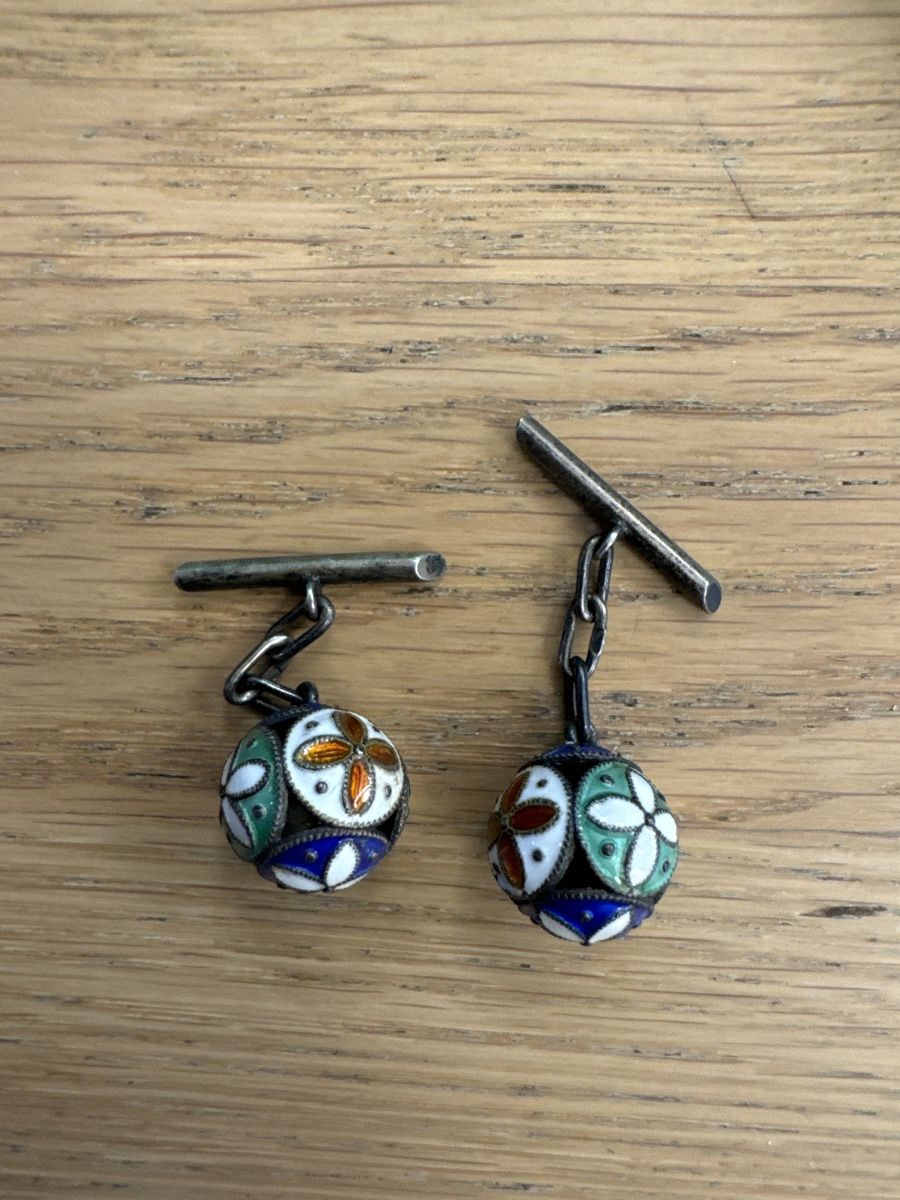 Manschettenknöpfe: Silver enamel cufflinks from 1908 – Gebraucht aus Binningen von Sophiescloset 2