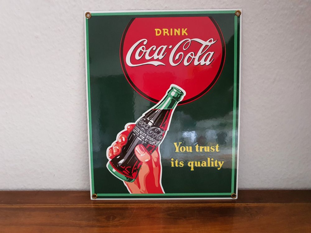 Emailschild Coca Cola USA 1990 Emaille Schild Reklame Retro | Kaufen ...