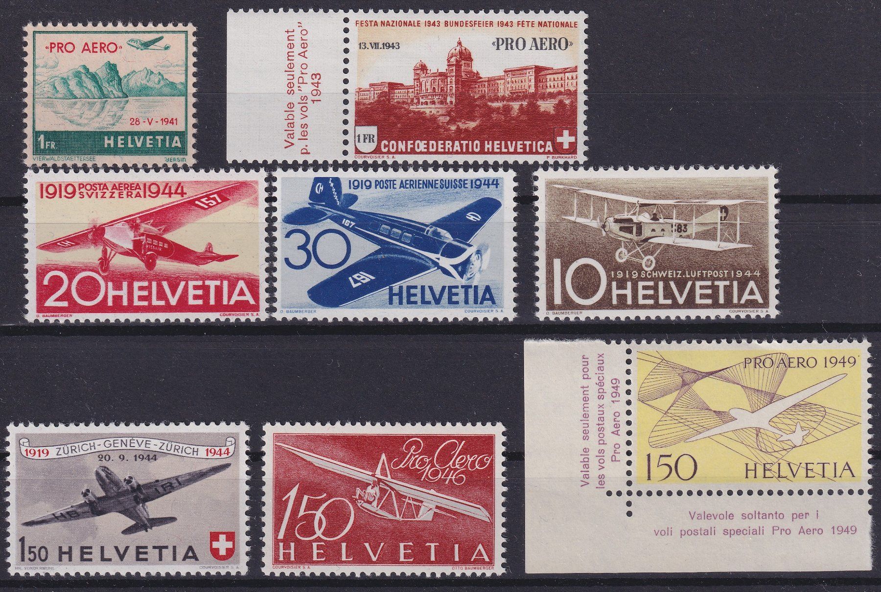 Tutti i francobolli: Flugpost Lot postfrisch **, Kat: 177.- – Usato da Ebikon venduto da SilvioFreund
