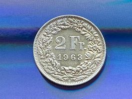 *** SILBER - 2 Franken Münze 1963 - Auktion ab CHF 1 ***
