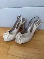 Elegante Sommer-Pumps, Gr. 40, grau-beige, mit Schleife