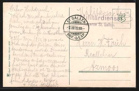Ansichtskarten: AK St. Gallen, Wildpark mit Rehen, 1908 – Gebraucht aus Berlin von bartko-reher 1