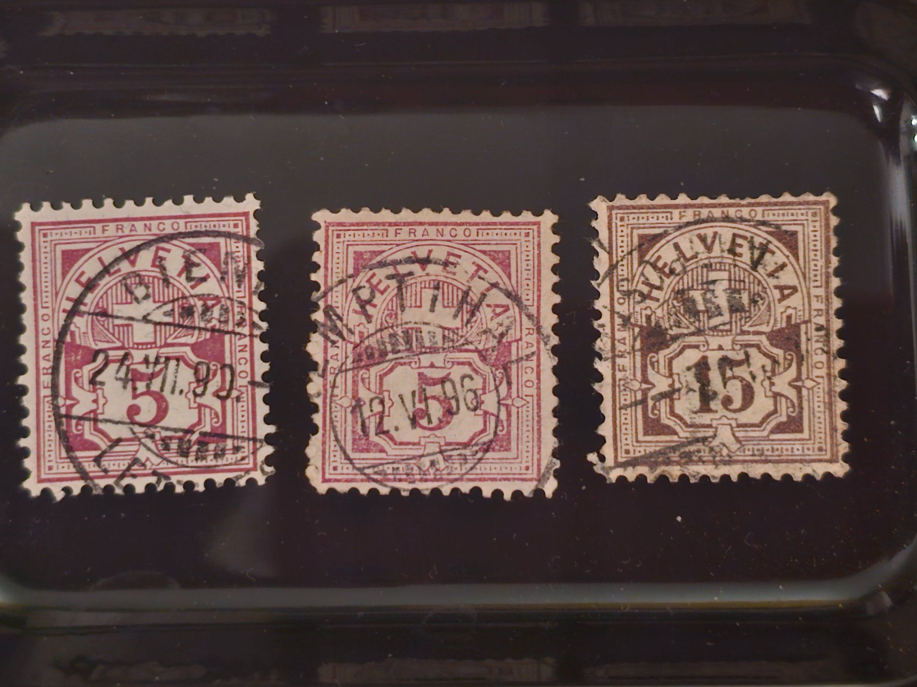 Tutti i francobolli: CH 1882-1899 VARIETA' Farbtöne ZIFFERMUSTER – Usato da Monte Carasso venduto da giave