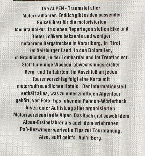 Libri: Motorrad Alpen Touren-Buch – Usato da Schlatt TG venduto da annesbuecher 1
