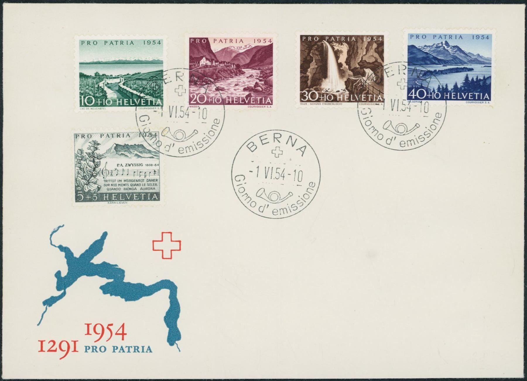Alle Briefmarken: 1954 - Pro Patria - FDC ET · it – Gebraucht aus Schindellegi von leecollect