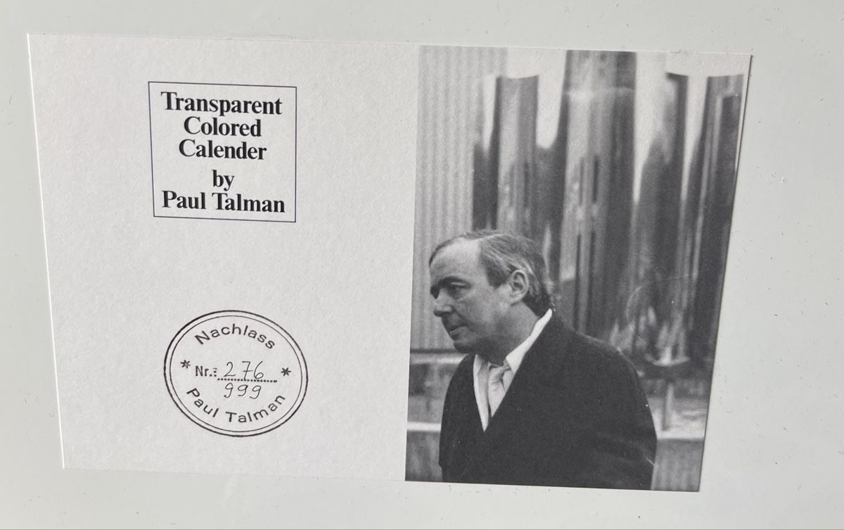 Calendari: Transparent Colored Calender Paul Talman Kunstobjekt – Usato da Ueberstorf venduto da ojas23 3